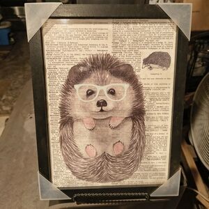 Hedgehog w/Glasses Art Print Non Breakable Glass Front